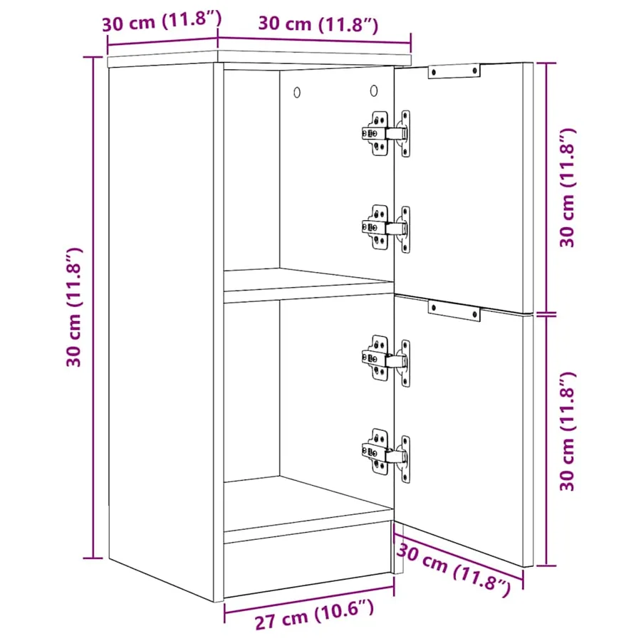 Buffet Chêne noir 30 x 30 x 70 cm Bois d'ingénierie - 12