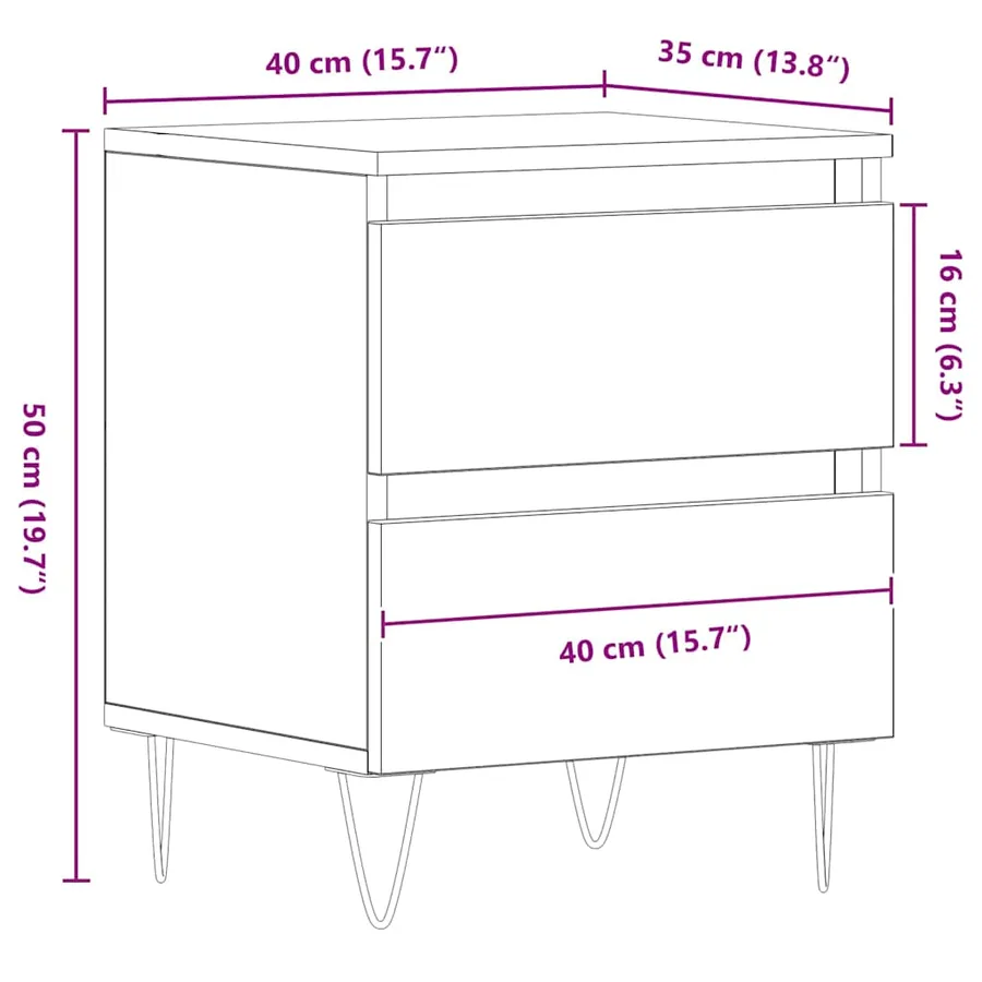 Cabinet de chevet avec tiroir 2 pcs Bois ancien 40 x 35 x 50 cm - 12