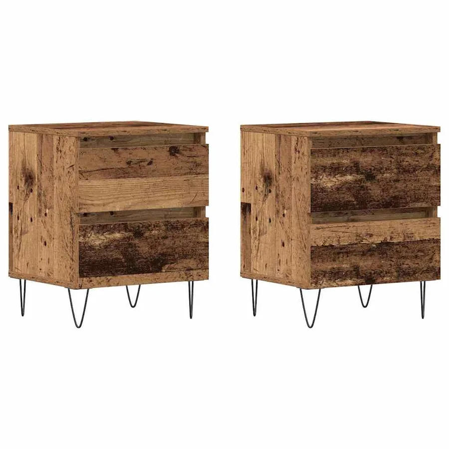 Cabinet de chevet avec tiroir 2 pcs Bois ancien 40 x 35 x 50 cm - 2