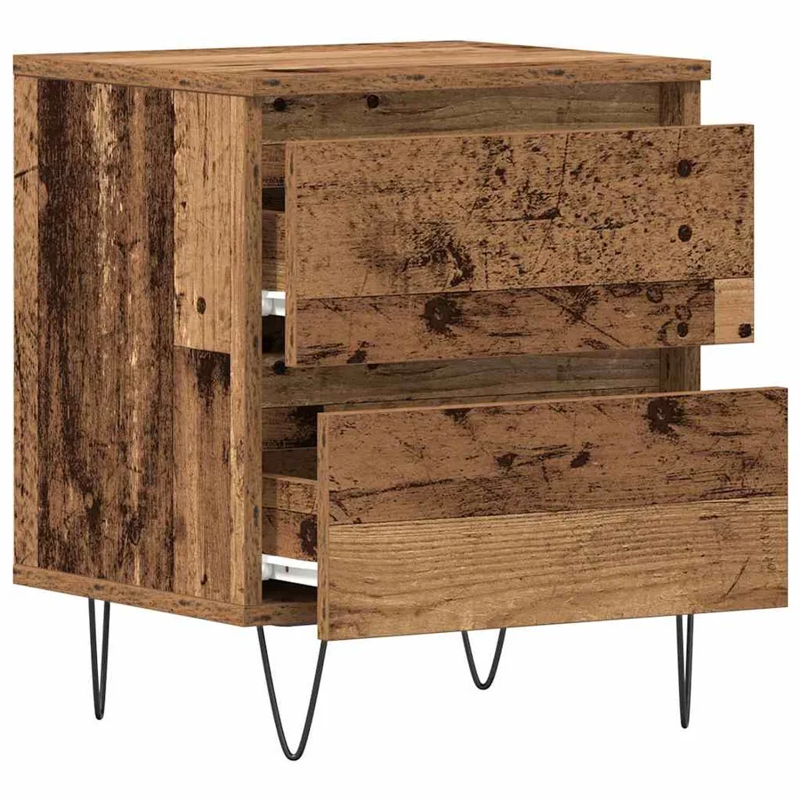 Cabinet de chevet avec tiroir 2 pcs Bois ancien 40 x 35 x 50 cm - 5