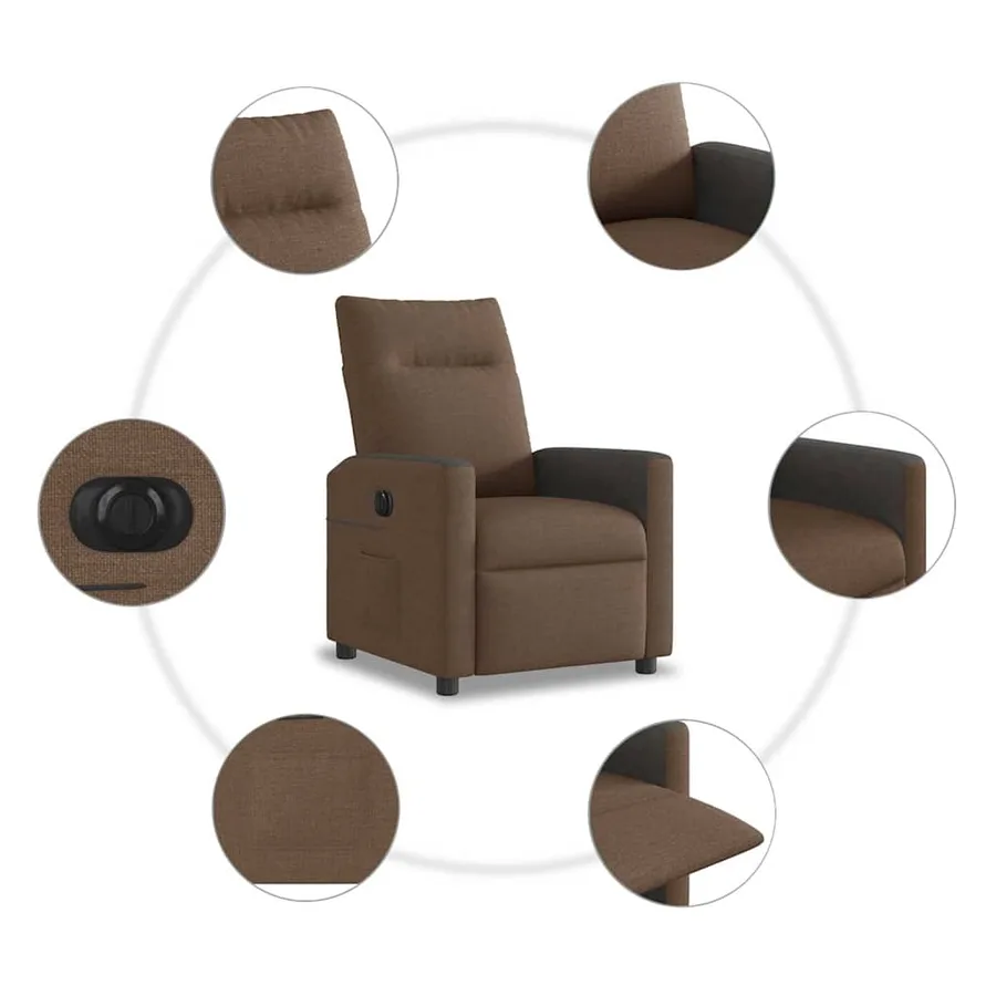 Fauteuil inclinable électrique Marron Tissu - 10