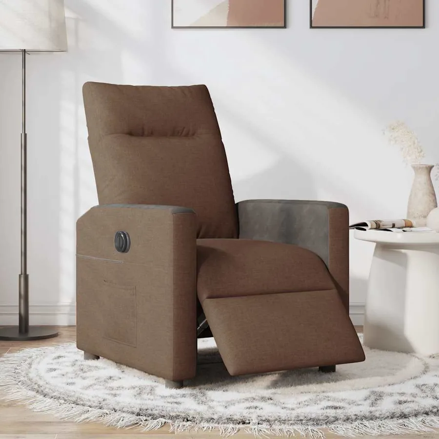 Fauteuil inclinable électrique Marron Tissu - 2