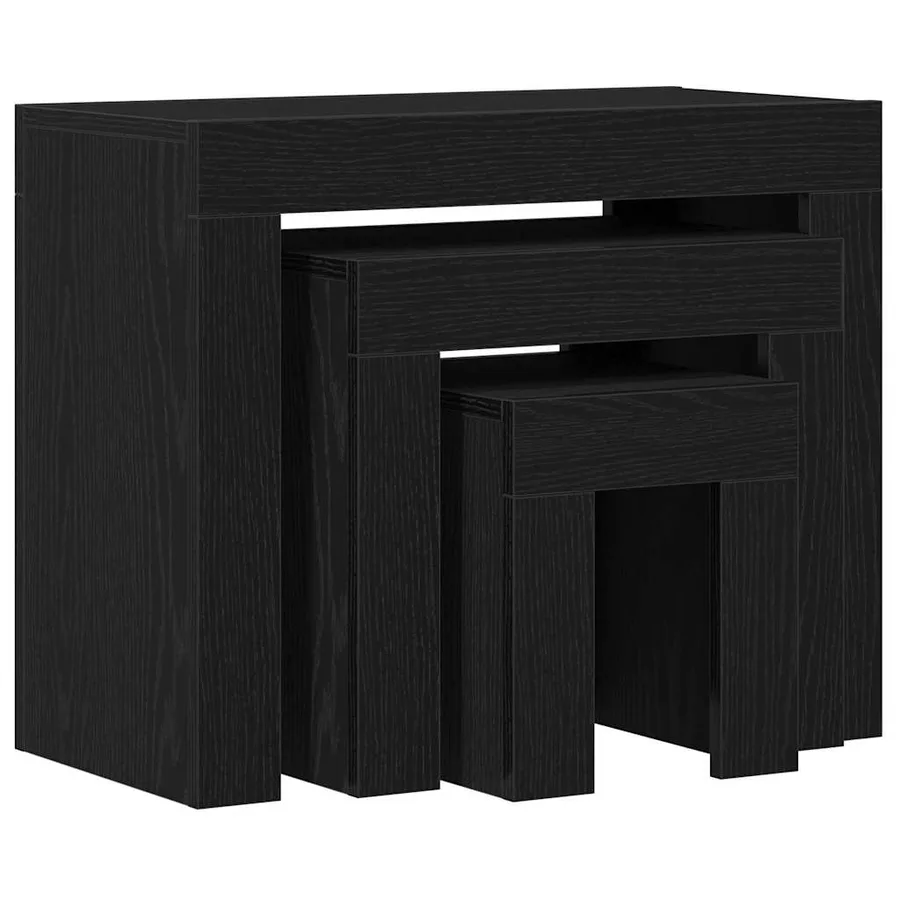 Tables gigognes 3 pcs Chêne noir Bois d'ingénierie - 5