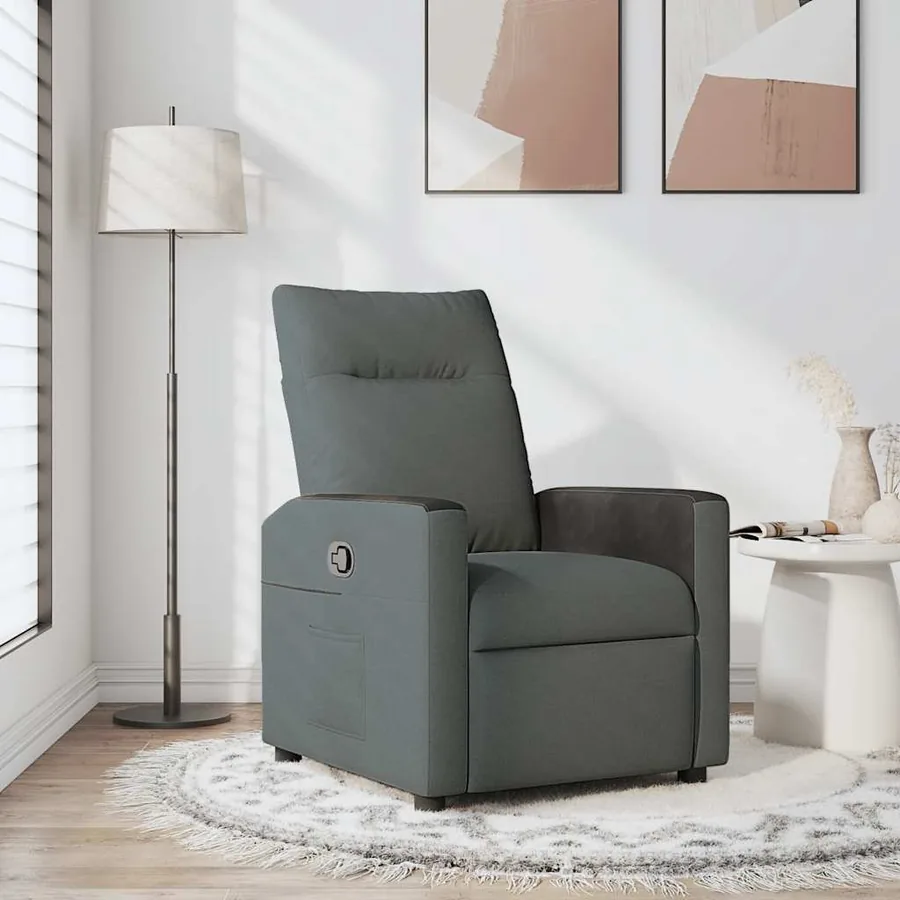 Fauteuil inclinable en tissu gris foncé
