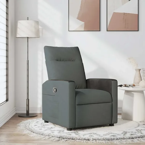 Fauteuil inclinable en tissu gris foncé