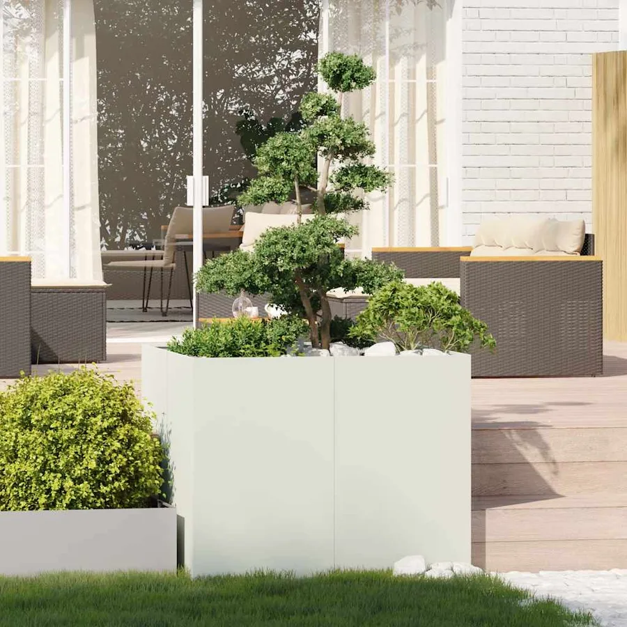 Jardinière blanc 100x100x80 cm acier - 3