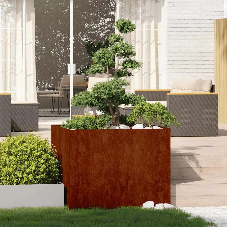 Jardinière rouillé 100x100x80 cm acier inoxydable