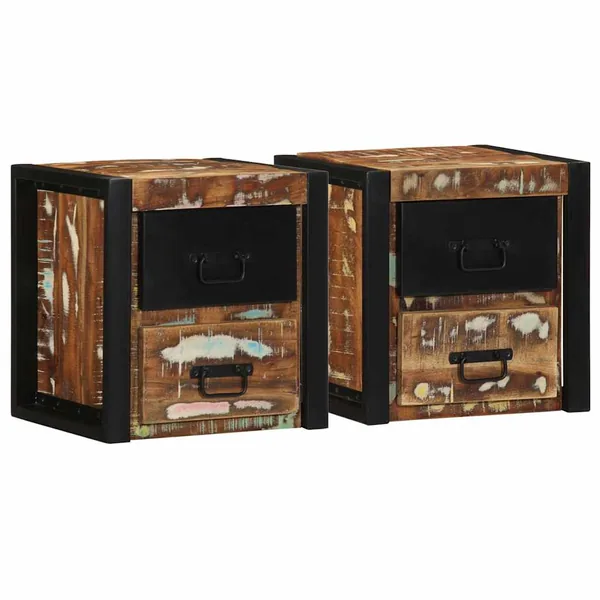 Tables de chevet 2 pcs multicolore 40x35x40cm bois récupération