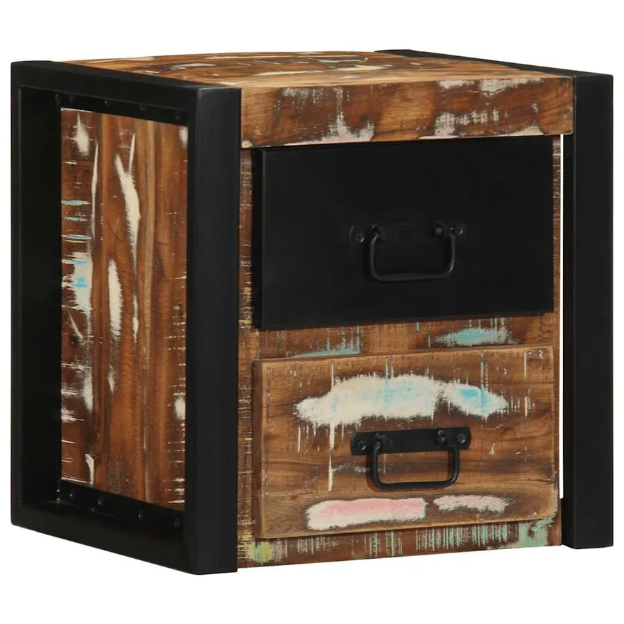 Tables de chevet 2 pcs multicolore 40x35x40cm bois récupération - 2