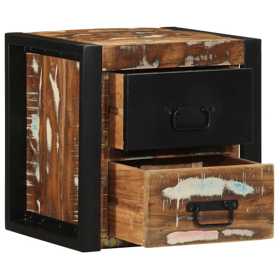 Tables de chevet 2 pcs multicolore 40x35x40cm bois récupération - 3
