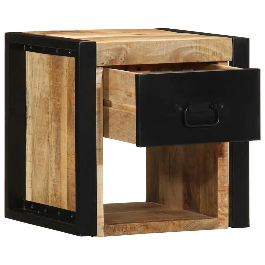 Table de chevet 40x35x40 cm bois brut massif de manguier - 2