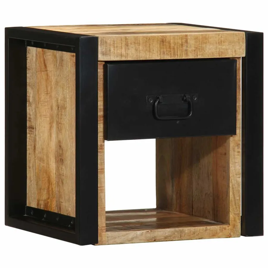 Table de chevet 40x35x40 cm bois brut massif de manguier - 3