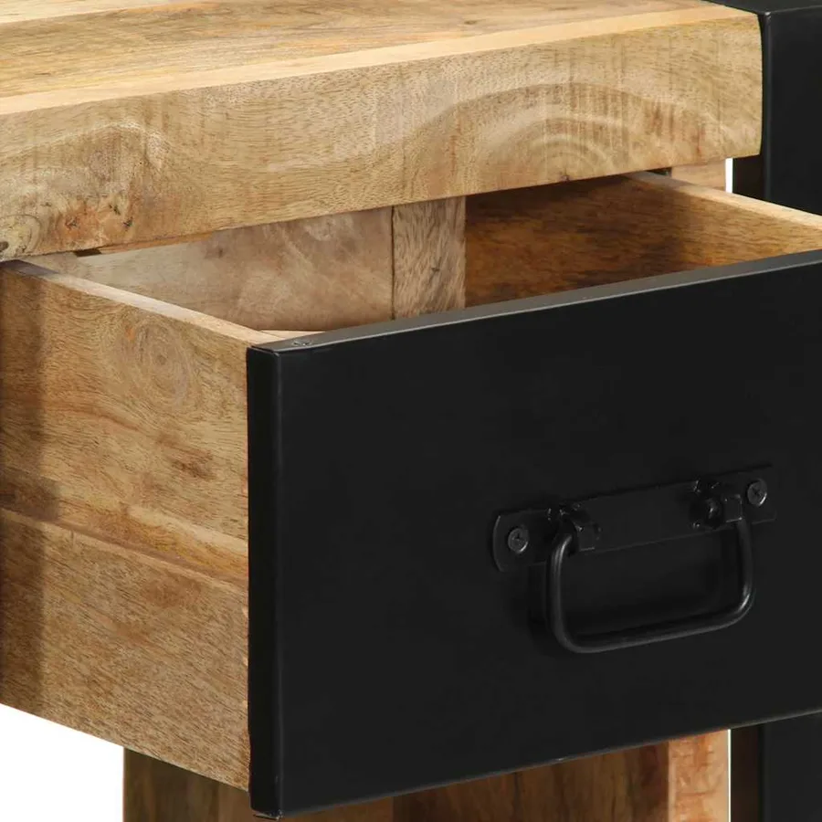 Table de chevet 40x35x40 cm bois brut massif de manguier - 9