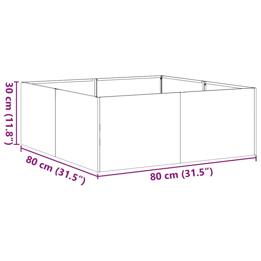 Jardinière blanc 80x80x30 cm acier - 9