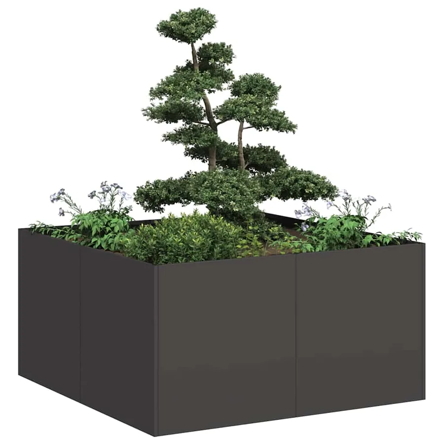 Jardinière noir 80x80x40 cm acier laminé à froid