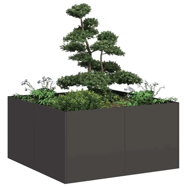 Jardinière noir 80x80x40 cm acier laminé à froid