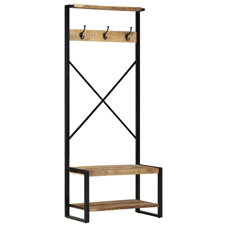 Porte-vêtements 80x40x190 cm bois de manguier massif brut