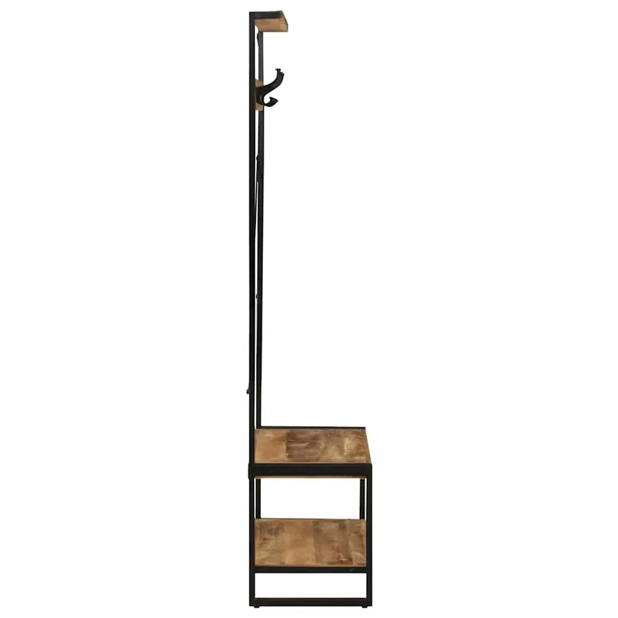 Porte-vêtements 80x40x190 cm bois de manguier massif brut - 3