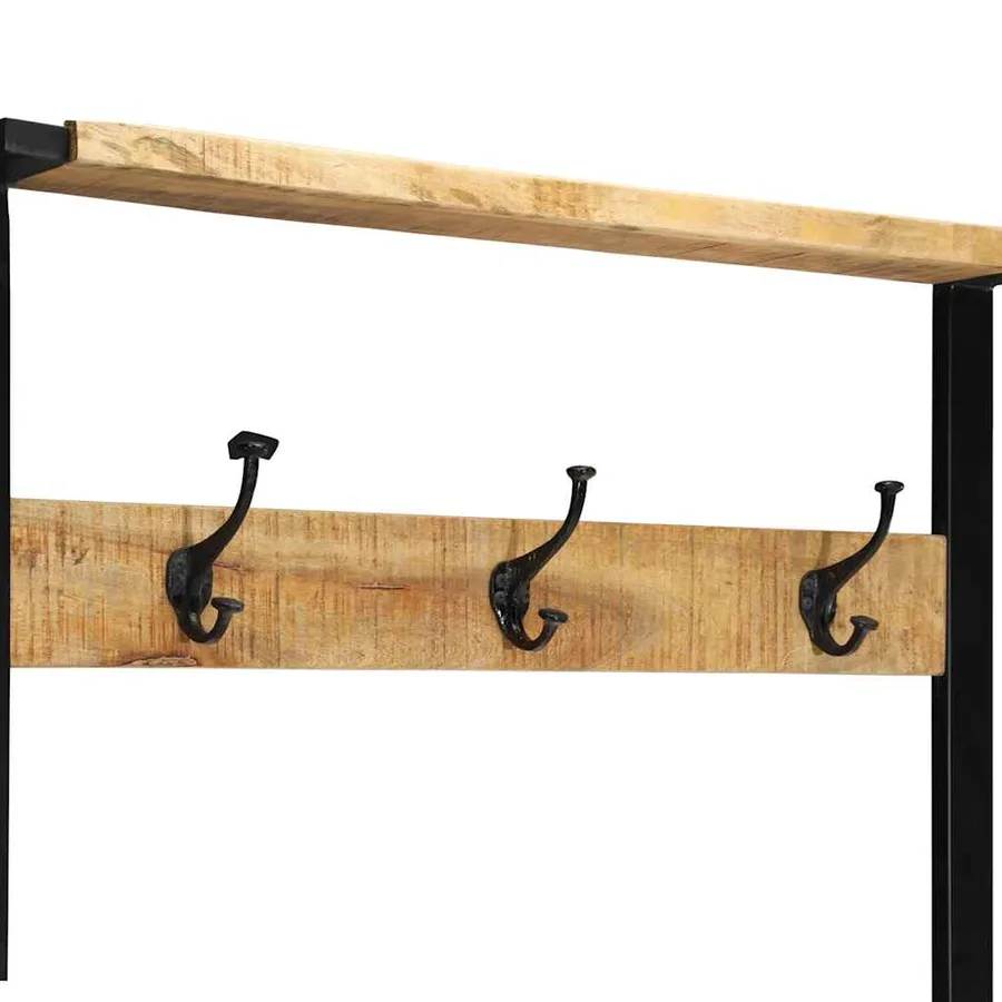 Porte-vêtements 80x40x190 cm bois de manguier massif brut - 6