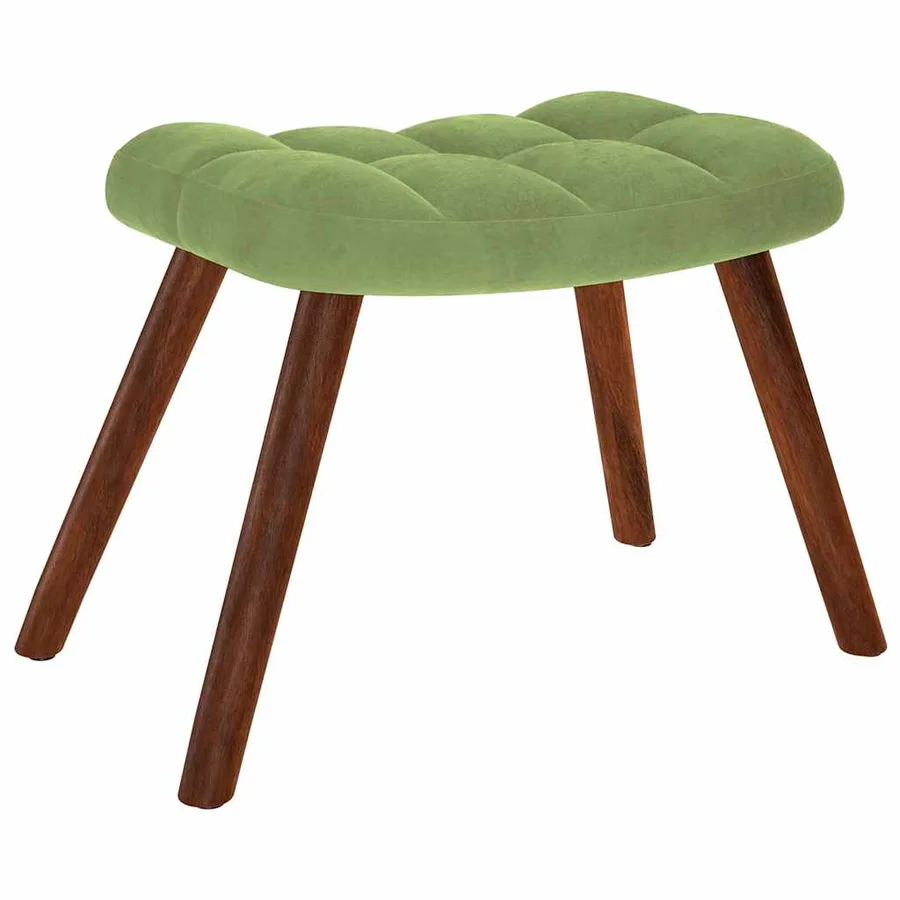 Chaise à bascule avec repose-pied vert clair velours - 5