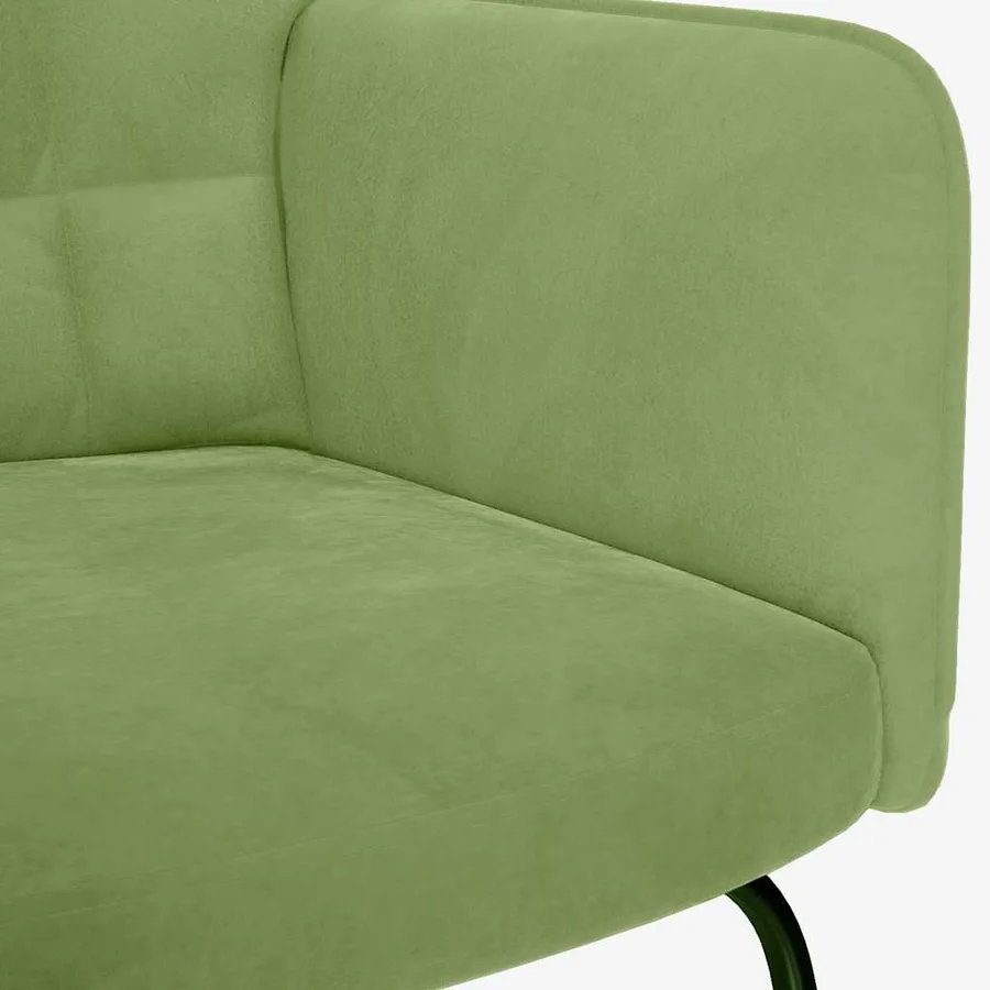 Chaise à bascule avec repose-pied vert clair velours - 8