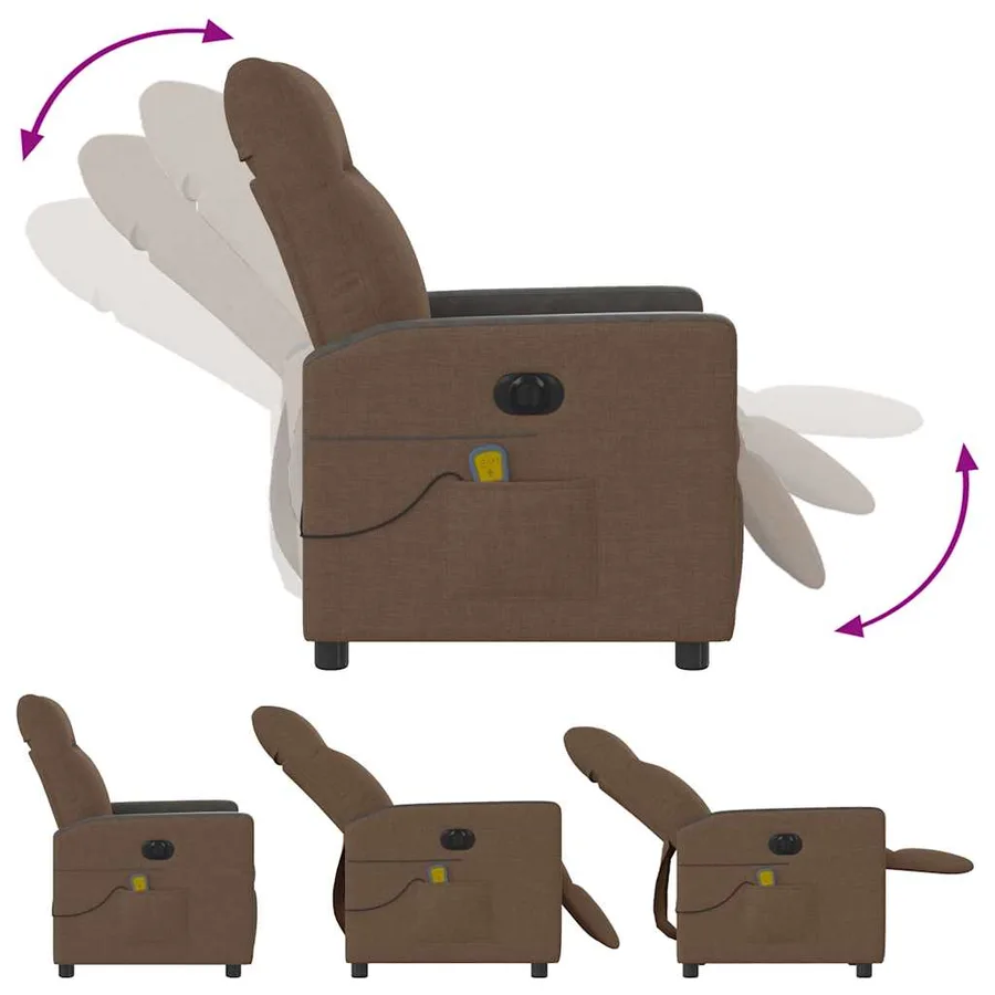 Fauteuil inclinable de massage électrique marron tissu - 8