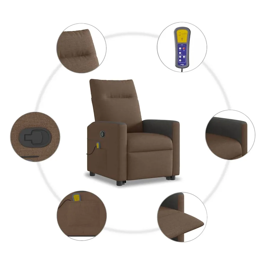 Fauteuil de massage inclinable Marron Tissu - 10