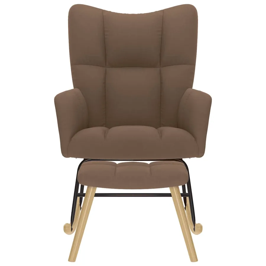 Chaise à bascule avec repose-pied Marron Tissu - 3