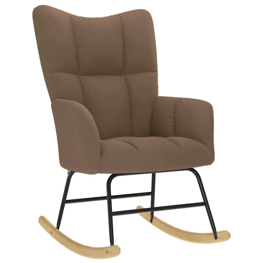 Chaise à bascule avec repose-pied Marron Tissu - 4