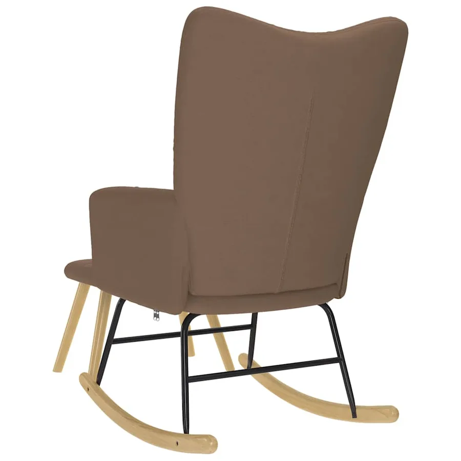 Chaise à bascule avec repose-pied Marron Tissu - 7