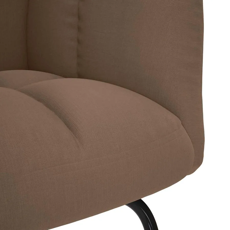 Chaise à bascule avec repose-pied Marron Tissu - 9