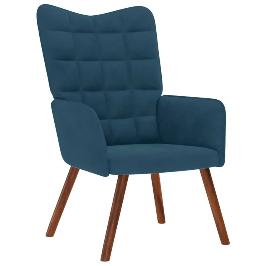 Chaise de relaxation avec tabouret Bleu Velours - 4