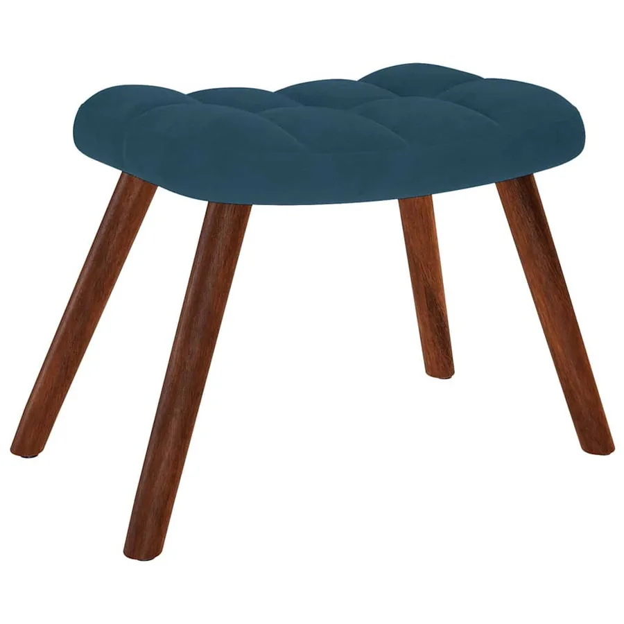 Chaise de relaxation avec tabouret Bleu Velours - 5