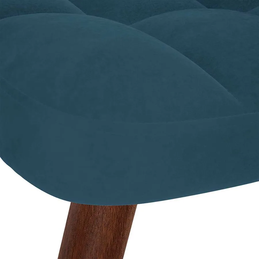 Chaise de relaxation avec tabouret Bleu Velours - 9