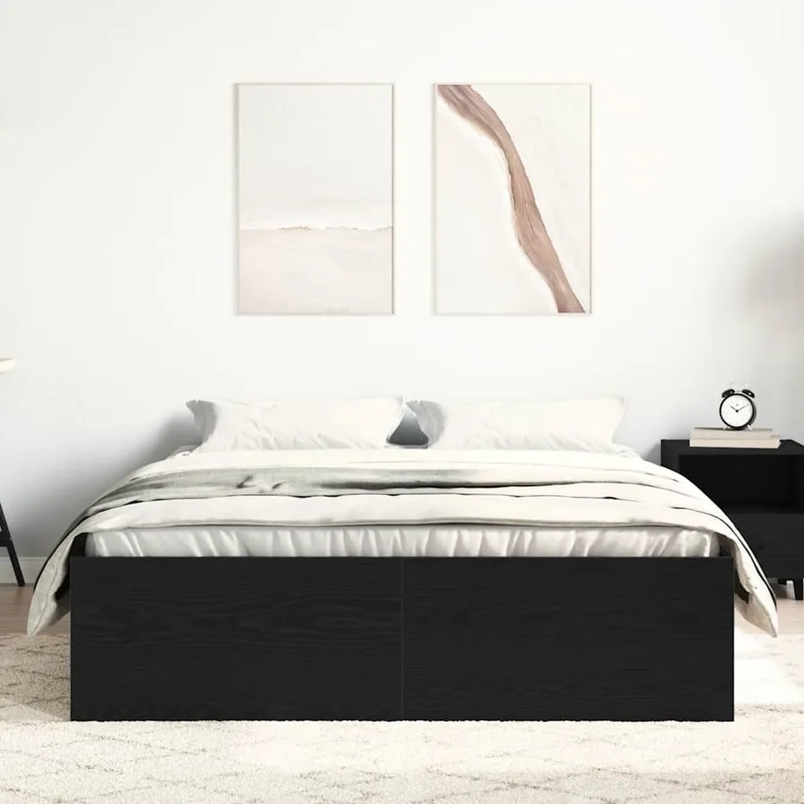 Cadre de lit sans matelas en chêne noir 135 x 190 cm bois d'ingénierie - 3