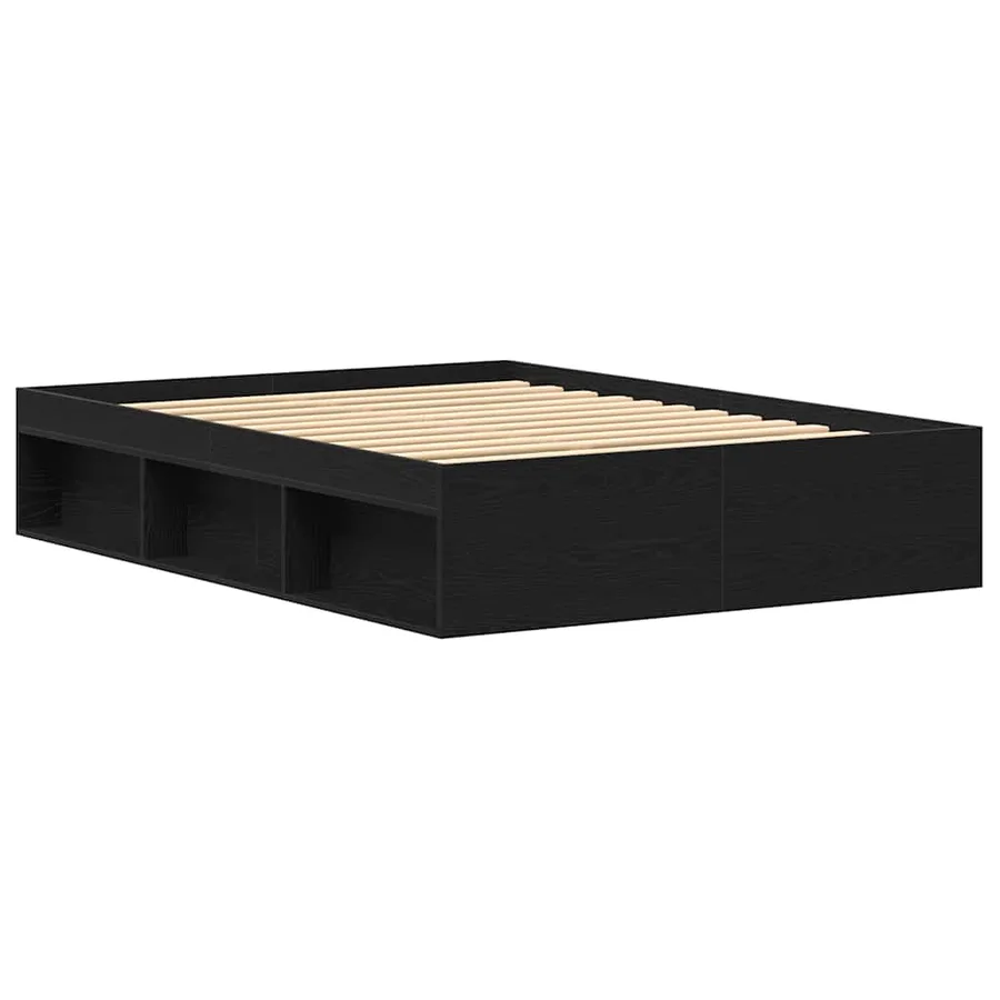 Cadre de lit sans matelas en chêne noir 135 x 190 cm bois d'ingénierie - 7