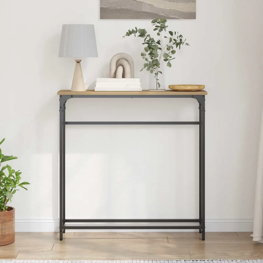 Table console Chêne artisanal 75 x 19,5 x 75 cm - 4