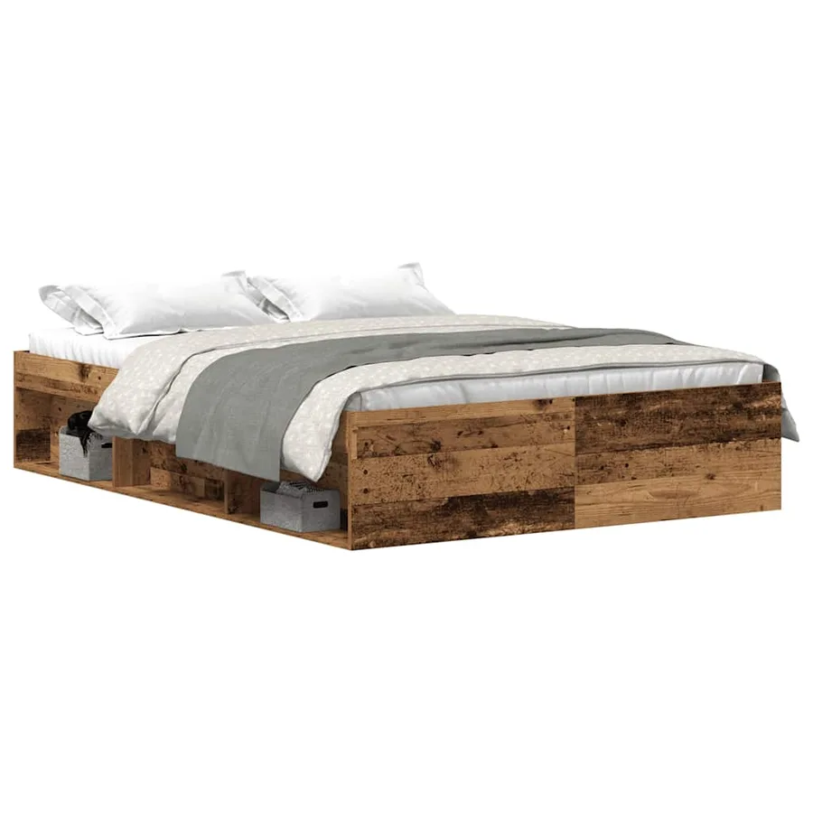 Cadre de lit sans matelas bois ancien 135 x 190 cm bois d'ingénierie - 2