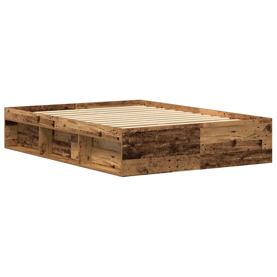 Cadre de lit sans matelas bois ancien 135 x 190 cm bois d'ingénierie - 7