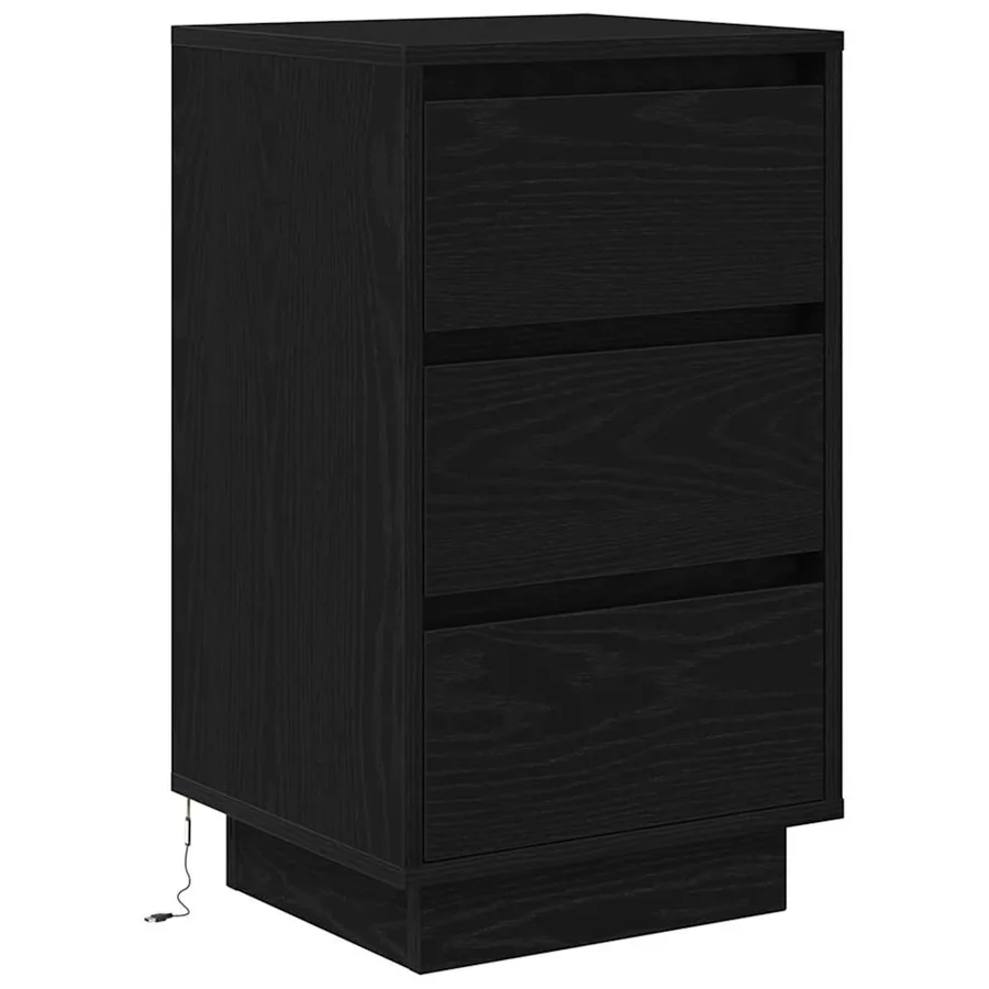 Table de chevet avec lumières LED noir 38x34x65 cm - 3