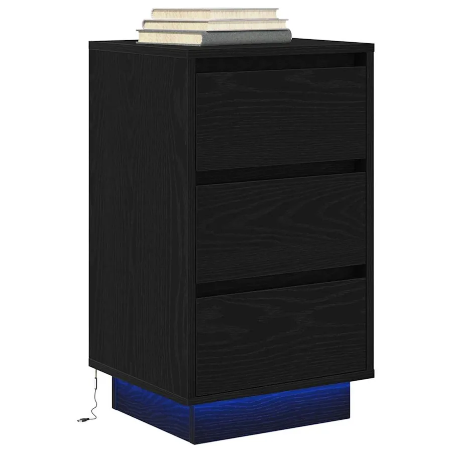 Table de chevet avec lumières LED noir 38x34x65 cm - 5