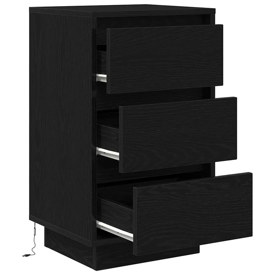 Table de chevet avec lumières LED noir 38x34x65 cm - 6