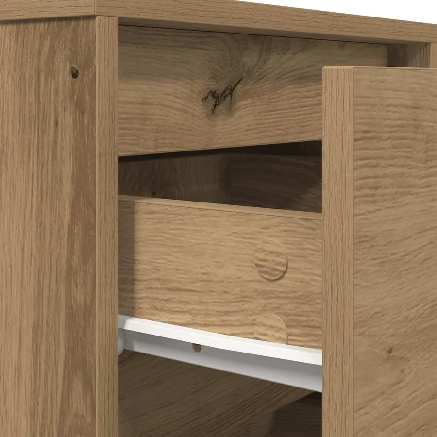Armoire de chevet et lumières LED chêne artisanal 38x34x65 cm - 10