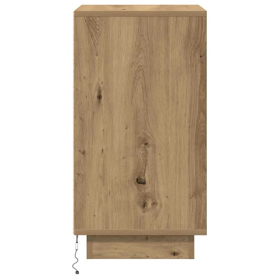 Armoire de chevet et lumières LED chêne artisanal 38x34x65 cm - 8