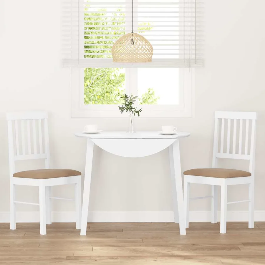 Chaises à manger coussins 2 pcs blanc bois massif caoutchouc - 3
