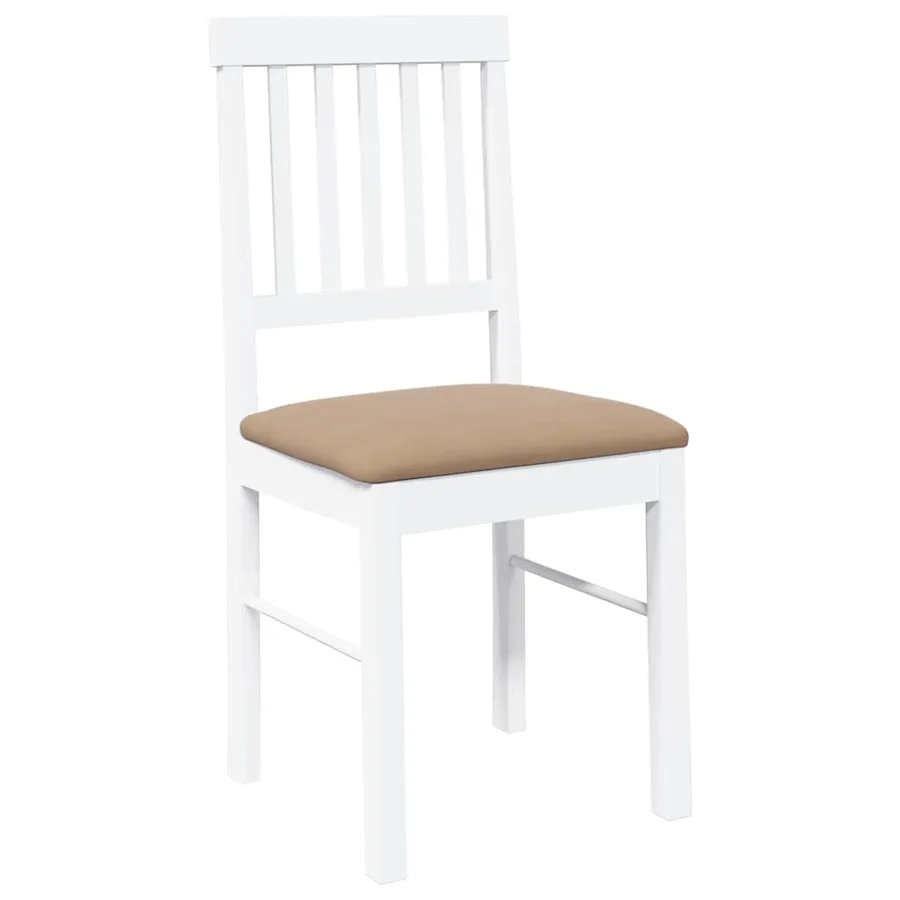 Chaises à manger coussins 2 pcs blanc bois massif caoutchouc - 4