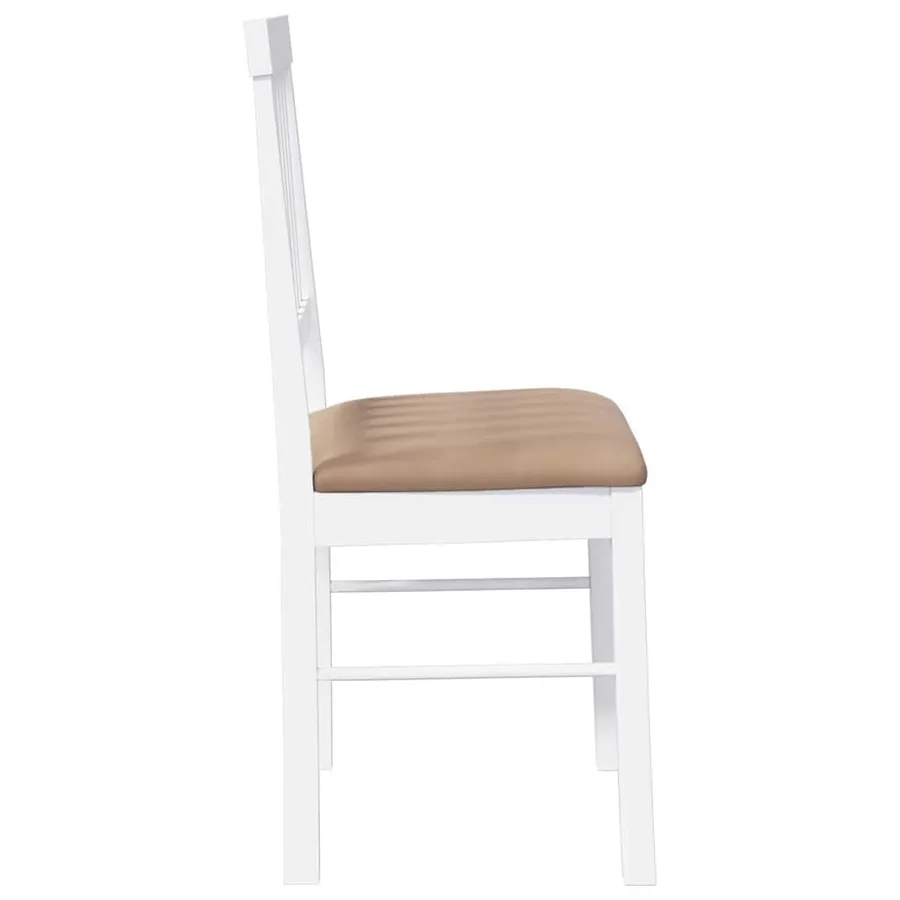 Chaises à manger coussins 2 pcs blanc bois massif caoutchouc - 6
