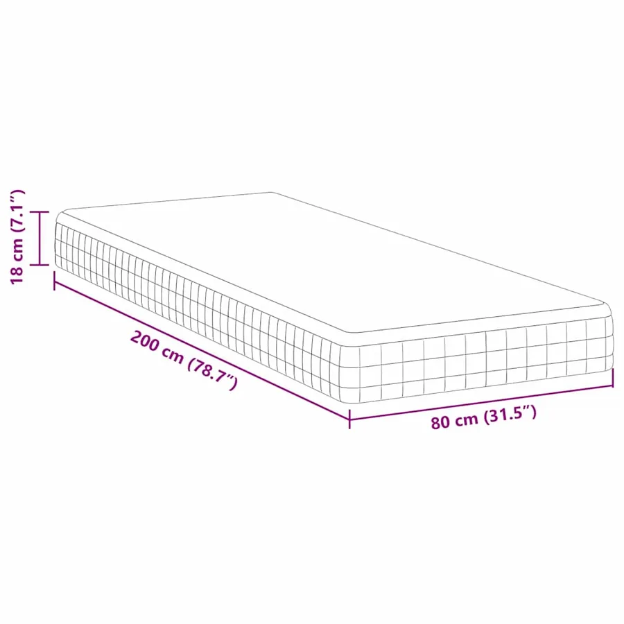 Matelas Blanc et Gris 80 x 200 cm Printemps Bonell - 11