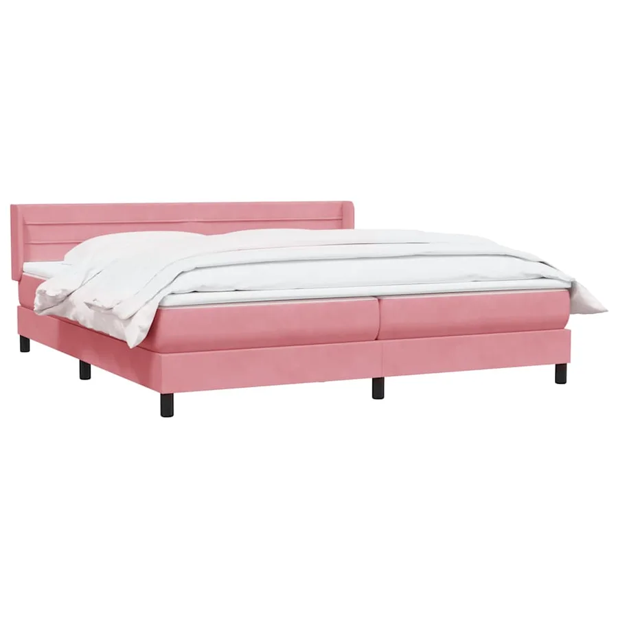 Sommier à lattes de lit avec matelas rose 180x220 cm velours - 3