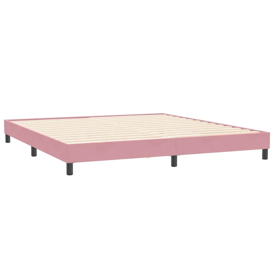 Sommier à lattes de lit avec matelas et LED rose 180x220 cm velours - 6